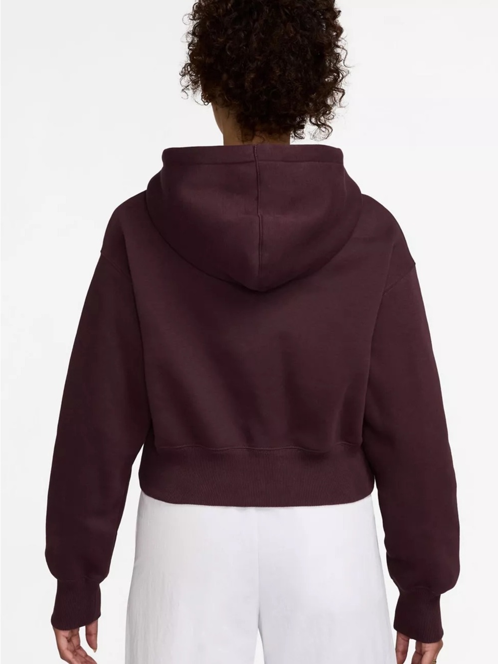 Nike Women's Dark Burgundy Full-Zip Cropped Hoodie - Picture 3 of 3